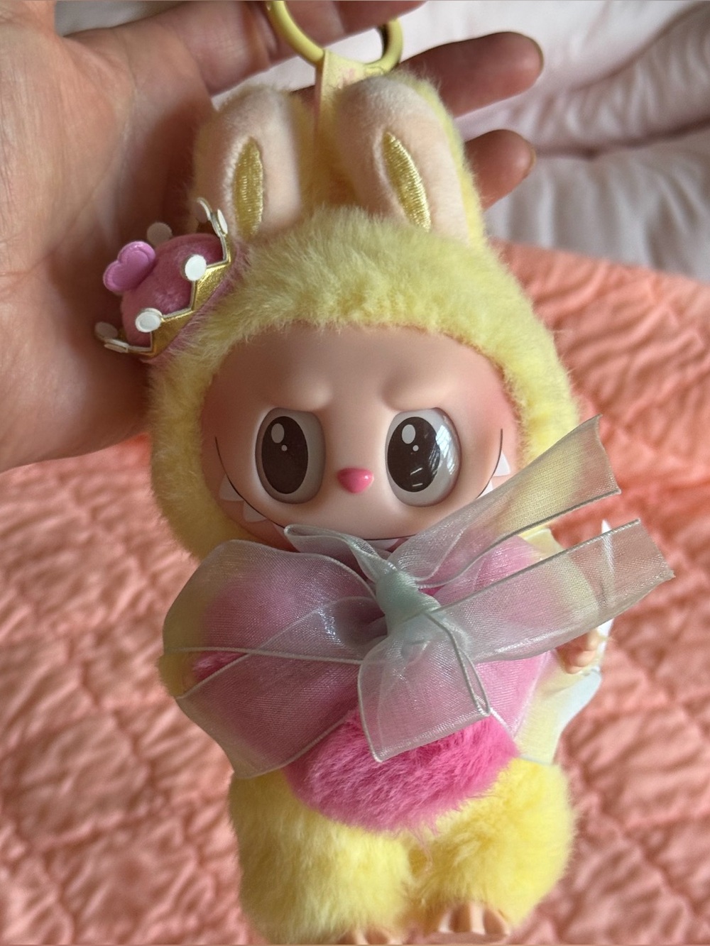 Yellow and Pink Labubu Queen Plush Pendant - Picture 5 of 7